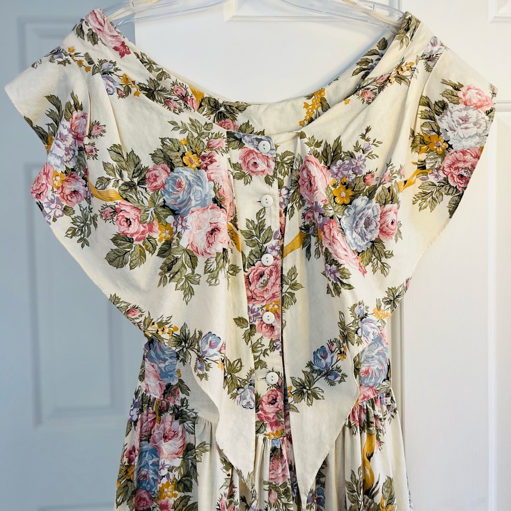 Vintage JOSEPH RIBKOFF Floral Print Tie Waist Midi Dress Size 11/12